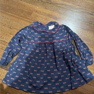 The Beaufort Bonnet Company Navy Dress with Red Floral Accents